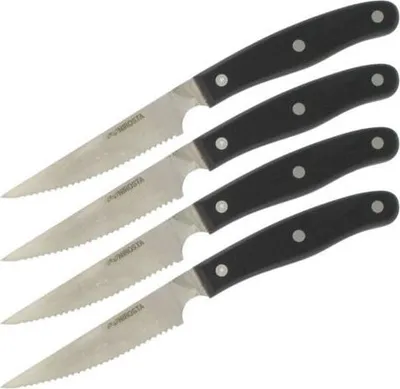 Obrázok produktu pre Sada steakových nožov, 4 kusy Nirosta Fit, 22 cm, čepeľ z nehrdzavejúcej ocele, zubatá čepeľ