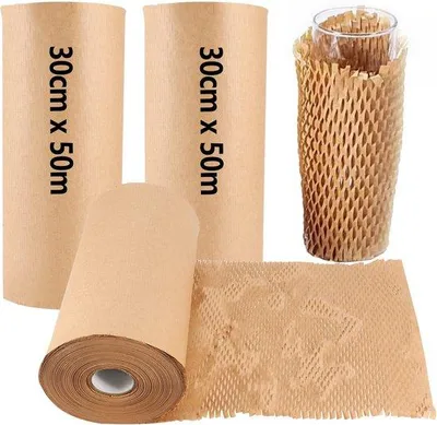 Immagine prodotto di Carta kraft per imbottitura, 30 cm x 50 m, 2 pezzi, salvaspazio, carta da imballaggio