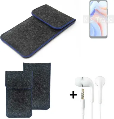 Produktbild von K-S-Trade Handy Schutz Hülle kompatibel mit Cubot Note 8 Schutzhülle Handyhülle Filztasche Pouch Tasche Case Sleeve Filzhülle dunkelgrau, blauer