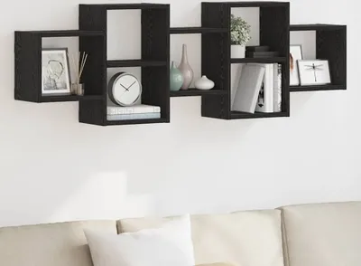 Produktbild von Möbel Wandregal Schwarz Eichen-Optik 129x18x42 cm Holzwerkstoff - Wandregale CC4885