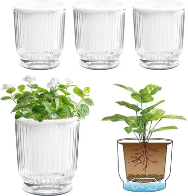 Produktbild von Blumentöpfe selbstbewässernd 12,7 cm - Set von 4 für Zimmerpflanzen und Blumen
