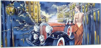 Produktbild von Bilder auf glas - frau retro stil - 100x40cm - Glasbilder - Wandbilder - Kunstdruck - zum Aufhängen bereit - Wanddekoration aus Glas - Glas Bilder - Wandbild auf Glas - Einteilig - GAB100x40-3450