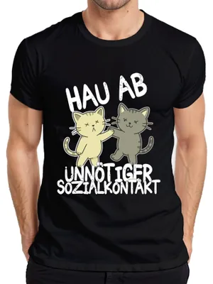 Productafbeelding van Hau van onnodig sociaal contact. Katten. Introvert. Japan. Heren T-shirt, zwart, maat L