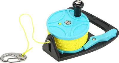 Zdjęcie produktu dla Kołowrotek nurkowy Scuba z hakiem do snorkelingu, podwodne sporty wodne, 46 m, żółta linka, niebieski