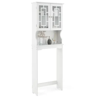 Zdjęcie produktu dla COSTWAY Wolnostojąca szafka pod WC, półka łazienkowa, szafka pod pralkę, półka pod WC, półka pod WC, szafka nad WC, półka pod pralkę z 3 półkami, biała