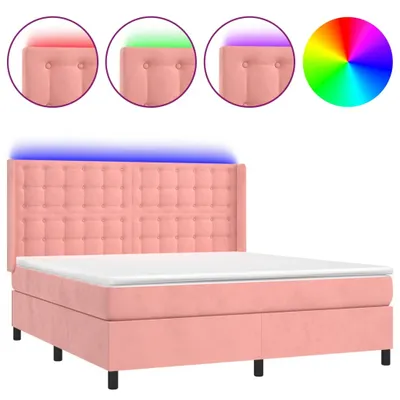 Produktbild von Boxspringbett mit Matratze & LED Rosa 160x200 cm Samt