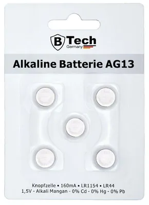 Immagine prodotto di Batteria alcalina (confezione da 5) AG13 a bottone in blister