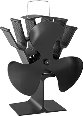 Image de Wiltec Ventilateur de poêle à bois – 3 Hélices – 1100 tr/min – 70-350 °C – Autoalimentation thermique par Chaleur Sans courant – Distribution homogène de chaleur de cheminée