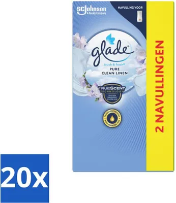 Obrázok produktu pre Glade - náplň Touch & Fresh - Pure Clean Linen - 2 × 10 ml - hodnotné balenie - 20 kusov