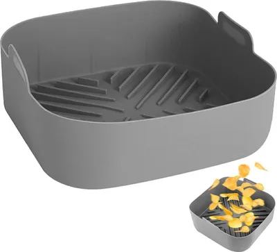 Produktbild von HSXL – Backform für Airfryer-Behälter aus Silikon – 1 Stück – quadratisch 20 cm – Backpapier-Alternative – Zubehör – BPA-frei – 20 x 20 cm