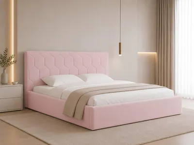 Produktbild von Polsterbett, Doppelbett mit Gepolsterter Kopfteil, Bett mit Kopfstütze, Bettkasten und Lattenrost, Rahmenbettgestell, Samststoff, Stauraumbett - Bett 02 - 140x200 - Flamingo (TRINITY 19)