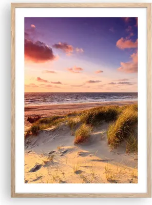 Produktbild von Gerahmtes Poster - Rahmen in heller Eiche - Meer Strand Düne - 50x70 cm - Wand Bild - Wanddeko - Wandbilder - Kunstposter - Wandposter - Bilderrahmen - Bilder - Kunstdruck - Wandbild - P2NPA50x70-3540