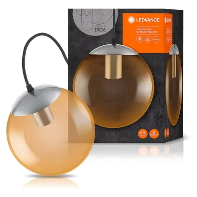 Zdjęcie produktu dla LEDVANCE Vintage Edition 1906, lampa sufitowa z trzonkiem E27, pomarańczowe szkło, bez żarówki, Bubble Pendant