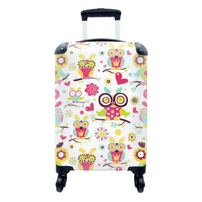 Produktbild von MuchoWow® Koffer Handgepäck Trolley Rollkoffer Kleine Reisekoffer mit 4 Rollen - Muster - Eule - Tiere - Cabin Size < 55x40x23 cm & 55x40x20 cm - Fotokoffer - Kabinenkoffer - Boardgepäck - Reise-Box - Reisekoffer - Reisegepäck - Koffer mit Bild - Trolley für Kinder