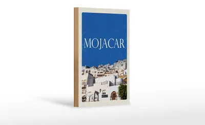 Produktbild von Holzschild Reise 12x18cm Retro Mojacar Spain Spanien Himmel Dekorationschild