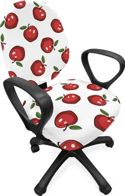 Produktbild von ABAKUHAUS Apfel Bürostuhl Schonbezug, Cartoon Bio-Obst, dekorative Schutzhülle aus Stretchgewebe, Dunkler Coral Grün Weiß