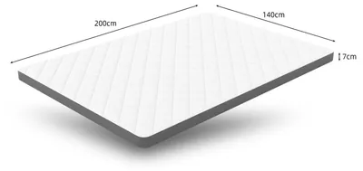 Obrázok produktu pre Matrac – penový matrac – stredná tuhosť – výška 7 cm – s 7-zónovou profiláciou – – rozmer 140x200 cm – biela farba