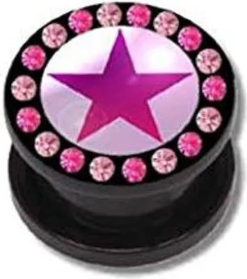 Produktbild von Ohr Flesh Acryl Tunnel Piercing Screw On Motiv Stern Mit Bunten Kristallen - 12mm