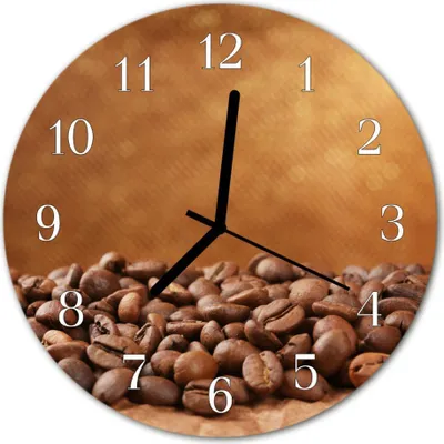Produktbild von Glasuhr Wanduhr Küchenuhr Echt-Glas 30fi cm Kaffeebohnen braun
