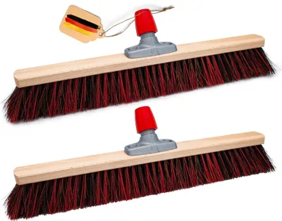 Produktbild von Novaliv 2x Arenga Elaston Besen 60 cm Besenkopf I Besen ohne Stiel I Arenga-Elaston schwarz-rot I Strassenbesen Industriebesen Kehrbesen Gartenbesen Werkstattbesen Außenbesen