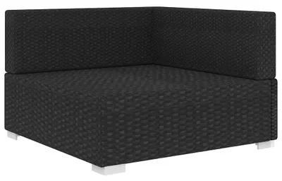 Image de vidaXL Canapé d'angle modulaire 1 pc + coussins Poly rotin noir