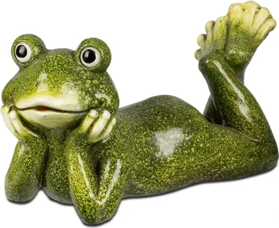 Produktbild von Dekofigur Frosch Sommerzeit auf dem Bauch liegend 41cm grün Magnesia Formano S26