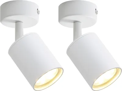 Produktbild von ZMH LED Deckenleuchte Weiß 1 Flammig Deckenlampe 2ER Deckenstrahler Modern GU10 Metall Deckenspots Schwenkbar 330° für Wohnzimmer Schlafzimmer Flur