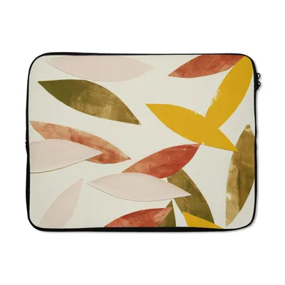 Produktbild von MuchoWow® Laptop Hülle 17 Zoll Laptoptasche Blätter - Pflanzen - Farben - Pastell - Zipper - Schutzabdeckung