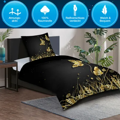 Obrázok produktu pre SANILO® Posteľná bielizeň 135x200 cm, 100% najjemnejšia bavlna, 2-dielna, obliečka na prikrývku, obliečka na vankúš 80x80 cm - Silueta