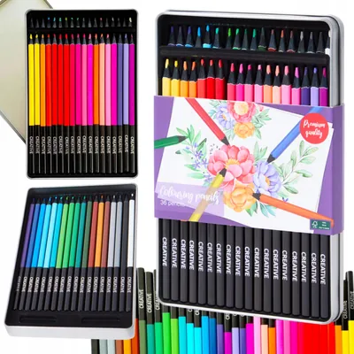 Produktbild von Creative 36-teiliges Set Buntstifte – Professionelle Farbstifte im Metalletui –Weiche Mine, leuchtende Farben – Ideal zum Zeichnen, Skizzieren & Malen