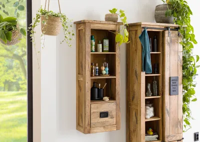 Produktbild von MASSIVMOEBEL24 Hängeschrank Mango 50x26x120 natur lackiert RAILWAY #180