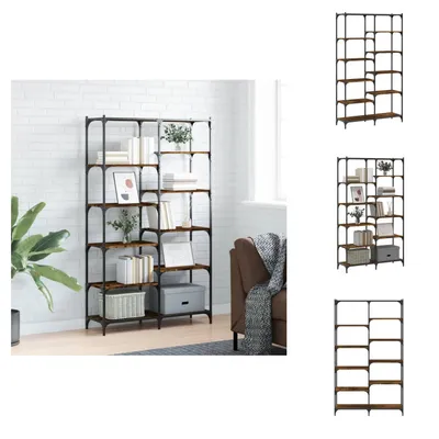 Productafbeelding van vidaXL Boekenkast, gerookt eikenhout, 100x32x170 cm, materiaal: houtvezel en ijzer - Boekenkasten & boekenschappen