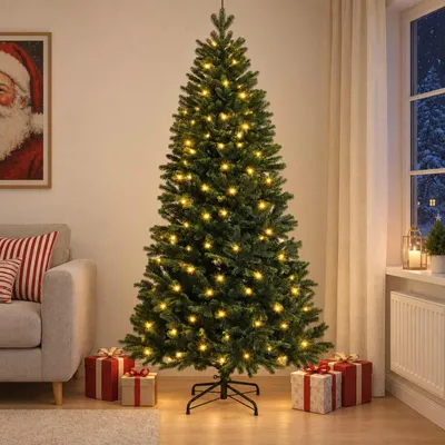 Obrázok produktu pre Umelý vianočný stromček, výška 150 cm, 150 LED svetiel