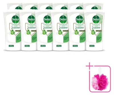 Obrázok produktu pre 12 kusov náplní do dávkovača Dettol Hydrate Wasgel – Aloe vera a bambus – 250 ml – balenie s výhodnou cenou – 12 kusov