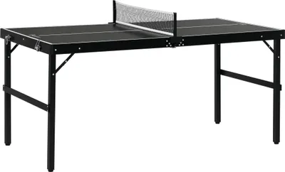 Zdjęcie produktu dla Stół do tenisa stołowego SPORTNOW Mini składany stół do tenisa stołowego, stół rekreacyjny z siatką do tenisa stołowego, zestaw do tenisa stołowego, gra w pomieszczeniach, do domu, aluminiowy, czarny