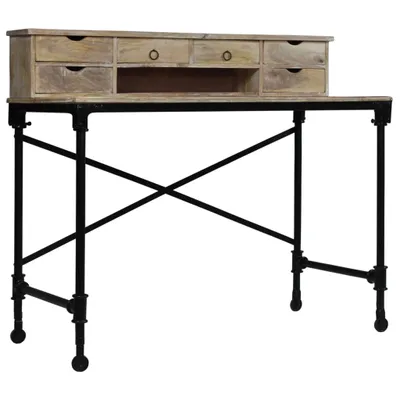 Image de vidaXL Bureau en bois de manguier massif et acier 110 x 50 x 96 cm