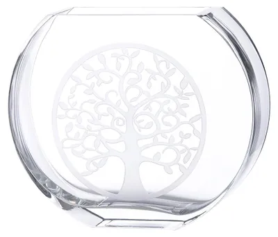Immagine prodotto di Casablanca Glasart, Vase, flach, rund, "Lebensbaum", Lebensbaummotiv, Glas, klar, , L. 8,5 cm, B. 27 cm, H. 23 cm 44625/Abverkauf nur solange Vorrat reicht