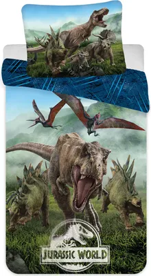 Produktbild von Zestaw pościeli dziecięcej Jurassic World Forest 135 - 140x200 cm bawełnaKolorowy
