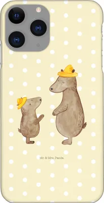 Produktbild von Mr. & Mrs. Panda Iphone 11 Pro Handyhülle Bären mit Hut - Gelb Pastell - Geschenk, Handy Case, Family, Muttertag, Familie, Vatertag, Papa, Premium Kunststoff