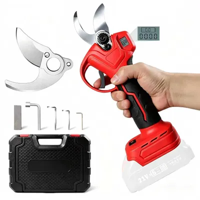 Immagine prodotto di Forbice elettrica da giardino - Potatore a batteria - Motore brushless - Lame SK7 - Diametro di taglio di 25 mm - Senza batteria - Colore: rosso
