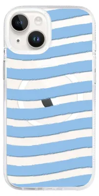 Image de Coque en silicone pour iPhone 14 MagSafe, transparente, bleue