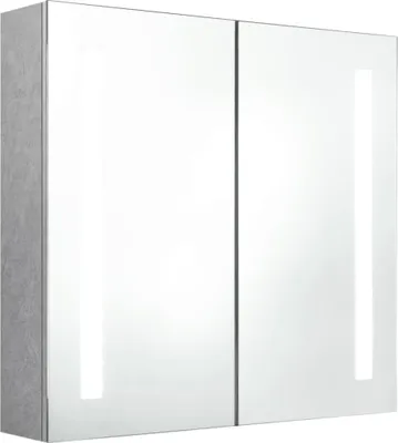 Image de vidaXL Armoire à miroir de salle de bain LED gris béton 62x14x60 cm