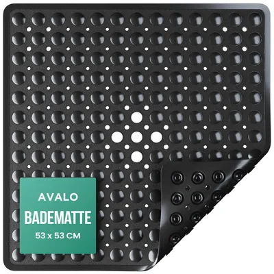 Produktbild von Strex Badewannenmatte rutschfest / Duschmatte - 53x53CM - Schwarz - Mit Saugnäpfen - Duschmatte Antirutsch für Dusche - Antirutschmatte