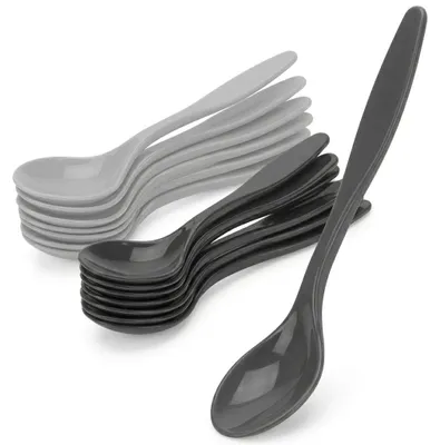 12 Kunststoff-Eierlöffel, Farbmix, 14 cm, wiederverwendbar