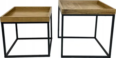 Zdjęcie produktu dla Stoliki kawowe zestaw stolików loft 50x50 , 42x42 dąb