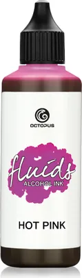 Image de 100 ml d'encre à alcool Octopus Fluids HOT PINK, encre à alcool pour Fluid Art et résine, rose