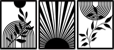 Produktbild von Famanu Wanddekoration 3-teilig Schwarz Minimalistisch - Geometrische Boho Kunst