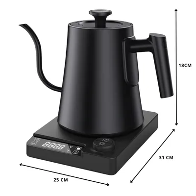 Produktbild von Elektrischer Wasserkocher Schwanenhals | Warmhaltefunktion, LED-Anzeige | 1200W | 1L | Schwarz B003