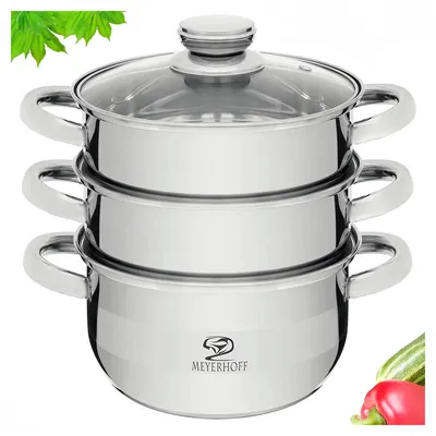 Zdjęcie produktu dla Garnek do Gotowania na Parze Parowar 3.8L Stal Nierdzewna 22cm Indukcja Gaz