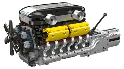 Obrázok produktu pre Technik Supercar V12 Motor – stavebnicový model 10202 – s prevodovkou – 1260 dielov – kov – od 14 rokov – žltá